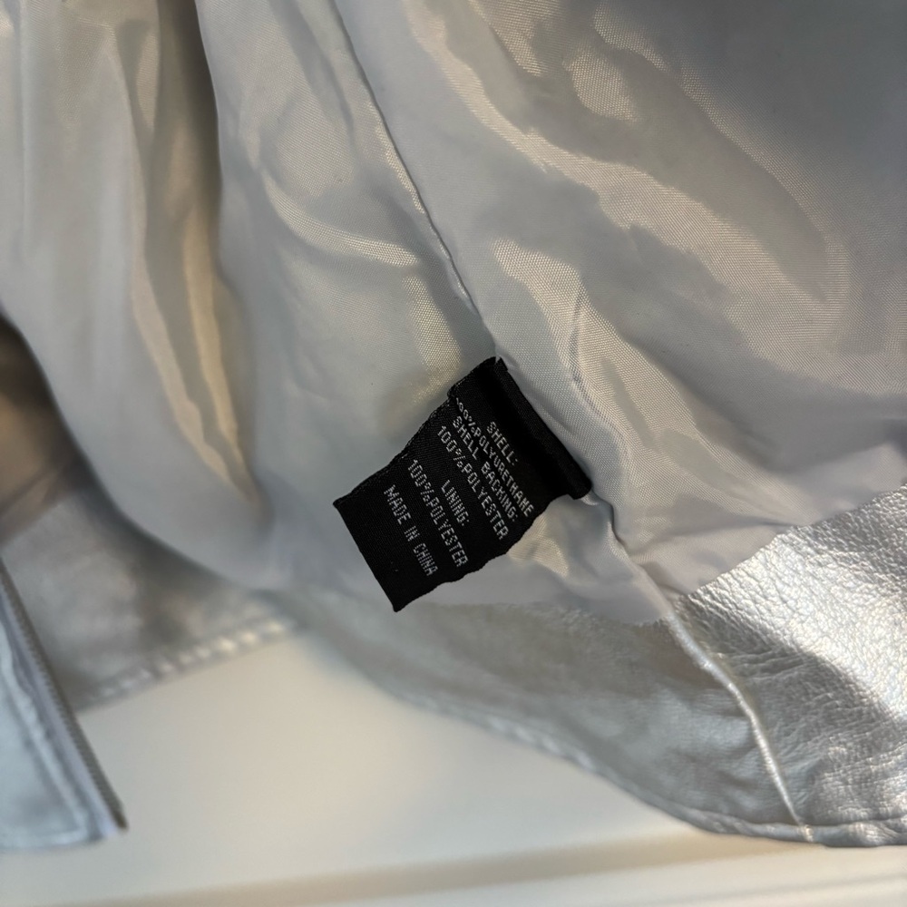 Baccini Women's Metallic Silver Leather Jacket - Picture 8 of 10